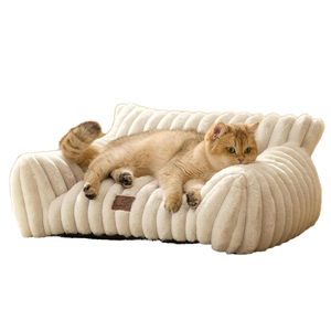Premium Winter Mode Klassisches Weiches Cord-Fleece Katzen- & Hundebett mit Abnehmbarem Waschbarem Bezug Niedliches Indoor-Haustiermöbel - Product Image 1