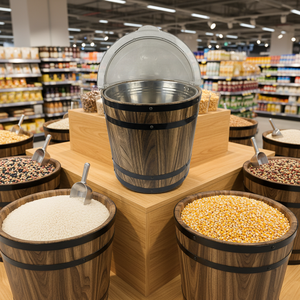 Cubo de Madera Cilíndrico Reciclable de Grado Alimenticio de 5L con MOQ Bajo, Personalizable para Supermercados - Product Image 1