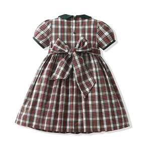 Tartan natalizio per bambini con colletto ribollito a maniche corte per le vacanze ogni giorno vestiti da bambina per bambini di 2 anni - Product Image 2
