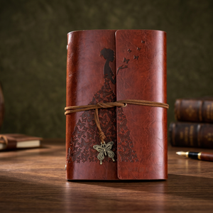 Crescent <b>Papers</b> Premium A6 Handmade Vintage Leather Travel Journal Soft Cover Refillable Loose <b>Leaf</b> Notebook 80 Sheets Custom - Product Image 3