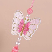 Pendentif décoratif 12 cm avec franges à pampilles et papillons perlés pour voiture, téléphone portable, vêtements, ventilateur, rideau, accessoires textiles de maison 100%