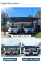 Abri double pour voiture en polycarbonate arqué et aluminium, pergola résidentielle pour deux voitures, abri de voie d'accès, résistant aux UV, imperméable et durable