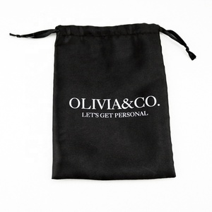 Bolsa de Satén Negra con Cordón, Bolsa de Seda para Guardar Cabello con Logotipo - Product Image 2