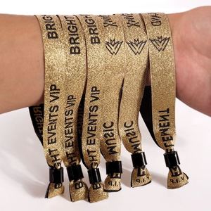 สายรัดข้อมือผ้าทอสีทอง - สายรัดข้อมือสำหรับเข้าชมงานวีไอพีแบบใช้แล้วทิ้ง ด้ายสีเงิน สำหรับงานประชุมและงานปาร์ตี้ - Product Image 2