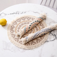 Nouveau Tapis de Table Rond en Coton et Lin Imprimé, Style Nordique, Isolation Thermique, Décoration Maison NLS - Vente Flash Usine RTS
