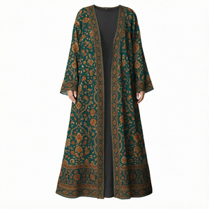 Wholesale Women's Islamic Polyester <b>Abaya</b> <b>Dress</b>-Long Sleeve MAXI Length Adjustable Belt Beaded Design Casual Wedding Wear - Product Image 1