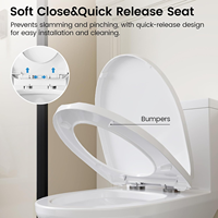 WC en céramique de luxe intelligent à double chasse automatique, à siphon en S, avec abattant à fermeture douce à dégagement rapide, cuvette allongée, à poser au sol