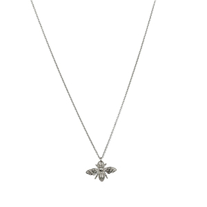 Collar ROXI de Plata de Ley S925 con Baño de Platino, Diseño de Abeja, Cadena de Eslabones, Regalo de Boda o Compromiso para Mujer - Product Image 3