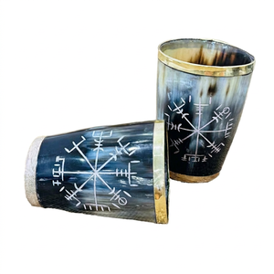 Engraved Polished Viking Animal Drinking Horn Cup Handmade Natural Buffalo Horn Mug Custom Logo Medieval <b>Beer</b> Horn Medium Size - Product Image 1