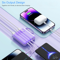 PowerBank avec câble Micro USB TYPE C pour iPhone chargeur Portable miroir LED batterie externe 10000mAh Mini banque d'alimentation