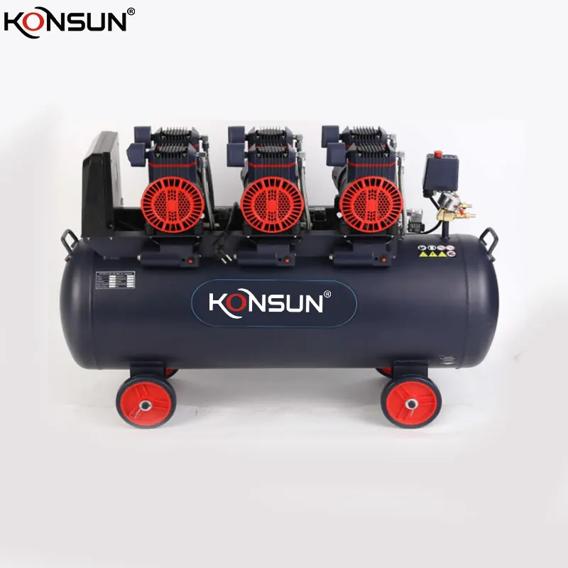 KONSUN 1680W 3 cilindros 150l tanque portátil compresores industriales máquina Mini AC compresor de aire sin aceite