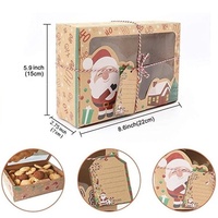 Nouvelle boîte d'emballage en papier Kraft pour gâteau et biscuits au four de la veille de Noël avec portefeuille d'estampage de fenêtre en PVC pour offrir des cadeaux