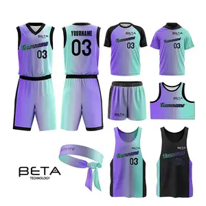 2023 Custom Design Logo Color Wholesale Men Single Reversible Mesh Basketball Jersey Kits Basket Ball Uniform