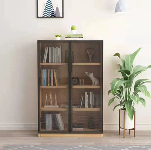 Estantería Nórdica de Madera Maciza <span class=keywords><strong>con</strong></span> Puerta de Vidrio, Mueble de Almacenamiento Multifuncional para Oficina y Estudio Moderno - Product Image 3