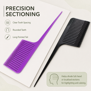 Peine profesional <span class=keywords><strong>de</strong></span> ABS resistente al calor para seccionar, resaltar y teñir el <span class=keywords><strong>cabello</strong></span>, ideal para salones <span class=keywords><strong>de</strong></span> belleza y barberías, venta al por mayor, listo para OEM. - Product Image 2