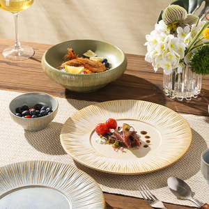 <span class=keywords><strong>Plato</strong></span> <span class=keywords><strong>Hondo</strong></span> <span class=keywords><strong>de</strong></span> Estilo Retro, <span class=keywords><strong>de</strong></span> Lujo Ligero, Hecho a Mano en Horno, con Patrón Sólido, para Uso Doméstico, Práctico, para Arroz, Sopa o Fideos - Product Image 3