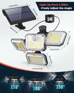 Adjustable Waterproof Spilit Solar Garden Motion Sensor Outdoor Wall Light For Home Security