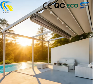 פרגולות גג נפתחות ממונעות, הצללה חיצונית, פרגולה מאלומיניום ו-PVC, גג מתקפל - Product Image 1