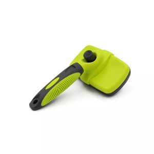 Cepillo de masaje de autolimpieza para perros y gatos de un botón de acero inoxidable con caja de goma y plástico embalada - Product Image 4