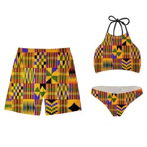Maillots de bain personnalisés à imprimé tournesol pour couples, vêtements de plage de luxe, bikini à bretelles, vêtements de plage pour femmes, ensemble 3 pièces, maillots de bain de fitness pour hommes - Product Image 2