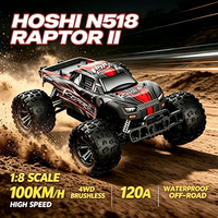 Voiture de course RC HOSHI N518 à l'échelle 1:8, Raptor II, vitesse maximale de 100 km/h, 4 roues motrices, moteur brushless Frenzy, ESC 120A, véhicule tout-terrain étanche