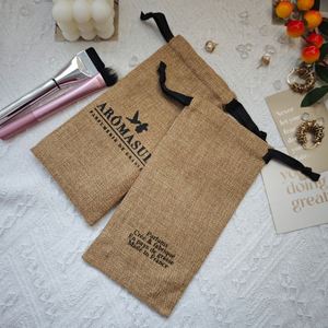 Bolsa de Yute Natural con Cordón, para Granos de Café, Maíz, etc., con Logotipo Personalizado Impreso, Bolsa de Yute Resistente - Product Image 1