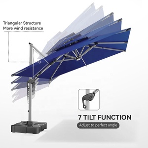 Sombrilla de Exterior Personalizada de 280 Gramos de Poliéster, Color Azul Marino/Azul Claro, Resistente, con Energía Solar LED, para Hotel, <span class=keywords><strong>Patio</strong></span>, Jardín - Product Image 3