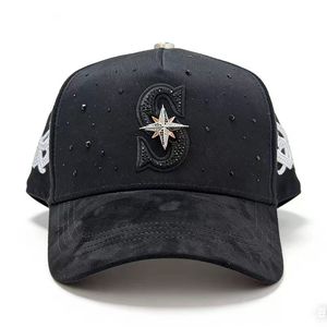 Toptan G5 Kalite Gorra Dandiii Şapkalar <span class=keywords><strong>X</strong></span> Sad Boyz <span class=keywords><strong>6</strong></span> Panel İşlemeli Beyzbol Şapkası Süet Geniş Siperli Yapay Elmaslı Gorras Barbas Şapka - Product Image 4