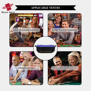 Mesa de Casino de madera de alta calidad de lujo para Baccarat Poker y Mahjong con bandejas de fichas de reposapiés y caja de comisión - Product Image 6