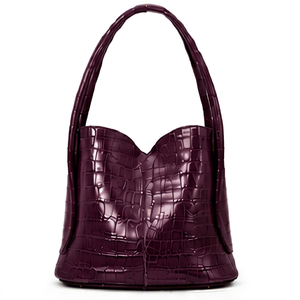 Sac fourre-tout d'épaule de luxe en cuir véritable bordeaux vintage avec broderie ouverte, prêt pour l'automne/hiver/printemps/été, idéal pour la plage, pour femme, OEM - Product Image 1