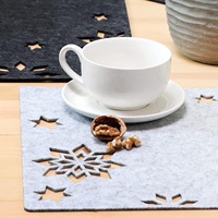 Napperon en feutre durable gris foncé et clair de rectangle de décoration de table de salle à manger de Noël de Offre Spéciale avec le motif évidé fait sur commande d'étoile