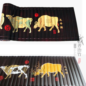 Bamboo Carving Eight Horses Painting Scroll Hand Made Embossing Printing Eco Friendly Bamboo Frame Art Decor - Product Image 3