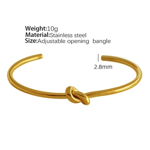 Wholesale Vintage Minimalist Jewelry Gold Plated Stainless Steel <b>Bracelets</b> <b>Cuff</b> Knot Bangle <b>Bracelets</b> for Women - Product Image 6