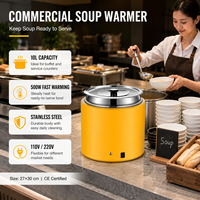 Marmite électrique commerciale 10L 500W en acier inoxydable pour soupes, chauffe-plats pour buffets, restauration, pot de maintien au chaud CE