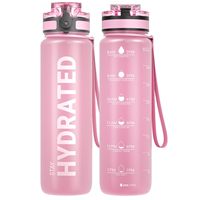 Botol Air Tritan Pink dengan Tutup Flip, Botol Hidrasi Olahraga, Logo Custom, Dapat Digunakan Kembali 1000 ml untuk Gym, Lari, Bersepeda