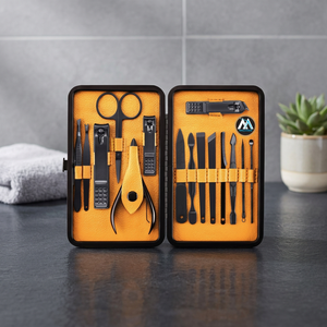 Professional Stainless Steel Nail Clipper Travel & Grooming Kit Manicure & <b>Pedicure</b> <b>Set</b> of 15pcs Luxurious Box - Product Image 2