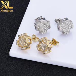 Boucles d'oreilles Hip Hop pour hommes en argent S925 véritable, plaqué or 9K et 24K, micro-pavées de zircon couleur D VVS, style Iced Out - Product Image 6