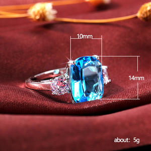 Anillo de cóctel para mujer F855, con circonita ovalada creada en laboratorio, engaste de garras, regalo, anillos de moda - Product Image 5