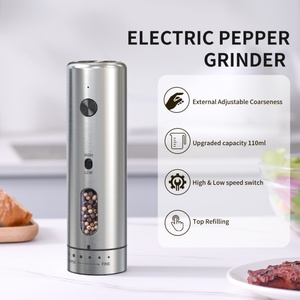 KLT 2-Speed External Adjustment Rechargeable Salt And <b>Pepper</b> <b>Grinder</b> Adjustable Stainless Steel Salt and <b>Pepper</b> Mill - Product Image 2