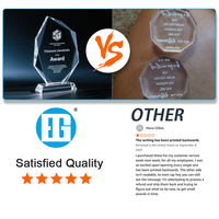 Personnalisation en gros d'usine de trophées en acrylique transparent de haute qualité, gravés au laser avec texte et logos