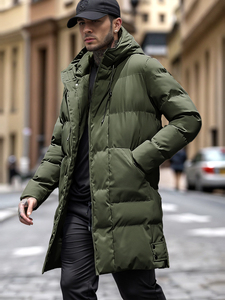 Giacca Taglia XL Antivento da Uomo Cappotto Invernale per Allenamento di Calcio Caldo <span class=keywords><strong>Piumino</strong></span> Capospalla di Media Lunghezza Giacca a Vento Lunga da Uomo - Product Image 5