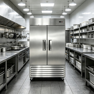 Réfrigérateur vertical commercial à double porte en acier inoxydable, refroidisseur vertical certifié pour les projets de restauration, d'hôtellerie et de traiteur AX-U - Product Image 5