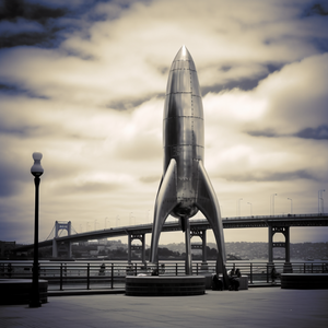 사용자 정의 거대한 야외 현대 공간 테마 아트 금속 거울 폴란드어 로켓 대형 스테인레스 스틸 만화 로켓 배 조각 - Product Image 6