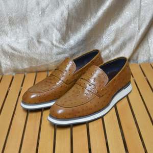 Chaussures décontractées pour hommes, tendance et personnalisées, en cuir véritable, style marche, à enfiler, bout carré, respirantes, antidérapantes, pour l'automne - Product Image 5