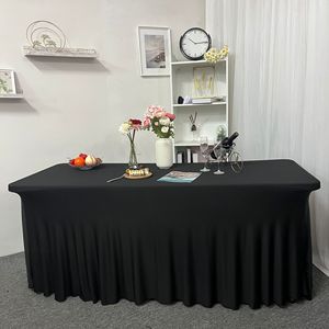 Nappe carrée personnalisable de 1,20 m, housses de <span class=keywords><strong>table</strong></span> rectangulaires lavables avec jupe élastique pour fêtes, mariages, banquets, hôtels - Product Image 4