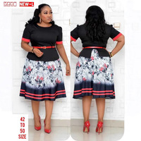 Nouvelle robe africaine en coton à manches courtes pour mamans, imprimée, col rond, évasée, mi-longue, grande taille 6XL, toutes saisons