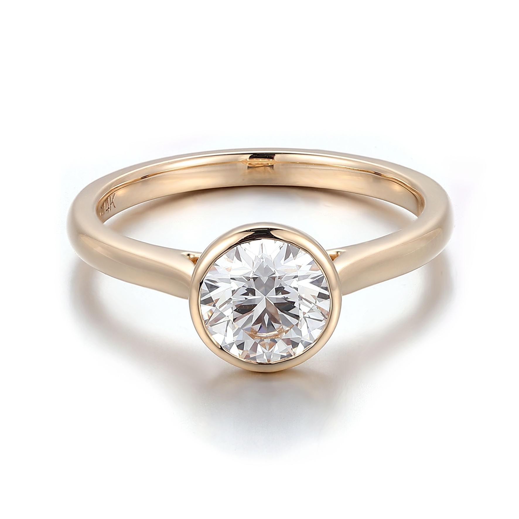 แหวนเพชรโมอิสซาไนต์ทองคำ 18K สีเหลือง