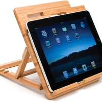 Soporte extensible de madera de bambú hecho a mano de un solo nivel con organizador de cajones para iPad para tabletas Nexus Nintendo Switch-Uso de escritorio