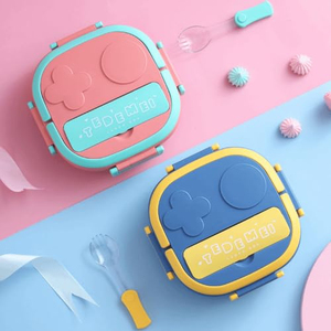 Boîte à bento carrée en plastique portable pour enfants et bébés – Contenant repas mignon - Product Image 3