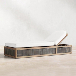 Chaise longue de luxe moderne pour extérieur, chaise de piscine, chaise de plage en métal tressé résistante aux UV et imperméable, pour utilisation en parc - Product Image 4